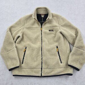 LL Bean High Pile Sherpa Fleece Jacket Full Zip Womens Large Reg Beige Outdoor